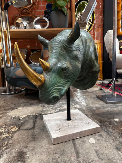 Vintage Italian Rhino Bronze Sculpture 1970s