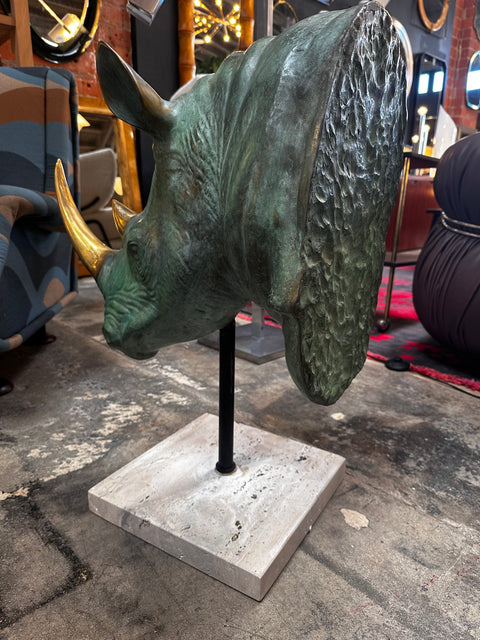 Vintage Italian Rhino Bronze Sculpture 1970s