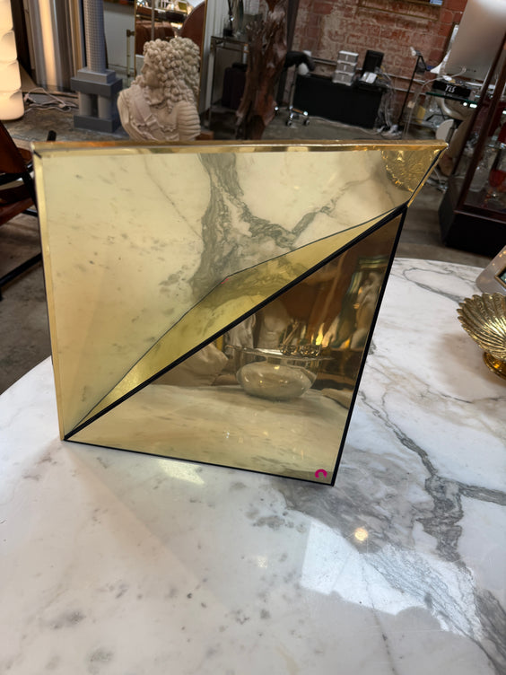 Vintage Italian Brass and Black Glass Picture Frame
