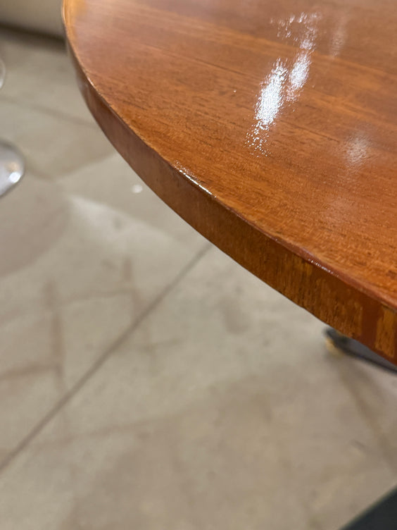 Carlo Ratti Geometric Walnut Round Table with Iron Base, Italy, 1950s