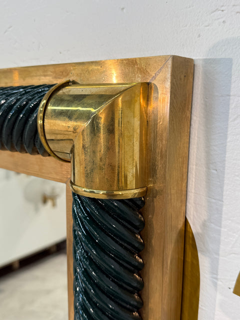 Italian Console with Mirror, Lacquered Dark Green