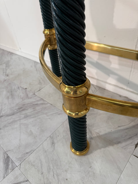 Italian Console with Mirror, Lacquered Dark Green