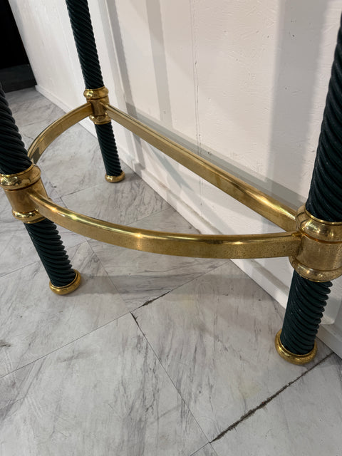 Italian Console with Mirror, Lacquered Dark Green