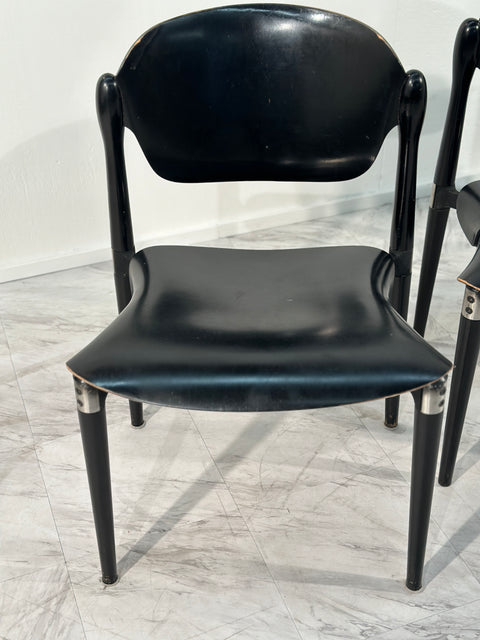 Set of 8 Black Rosewood and Black Lacquered "S83" Side Chairs by E.Gerli for Tecno