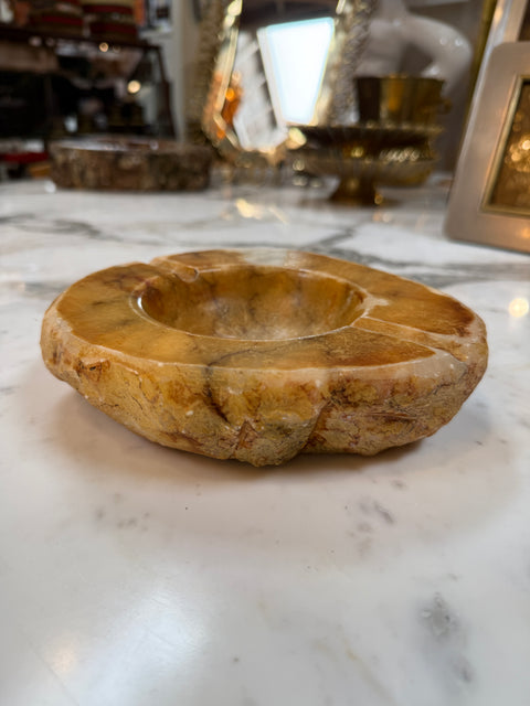Carved Brown Marble Ashtray
