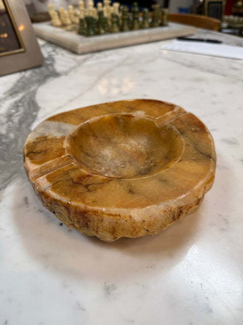 Carved Brown Marble Ashtray