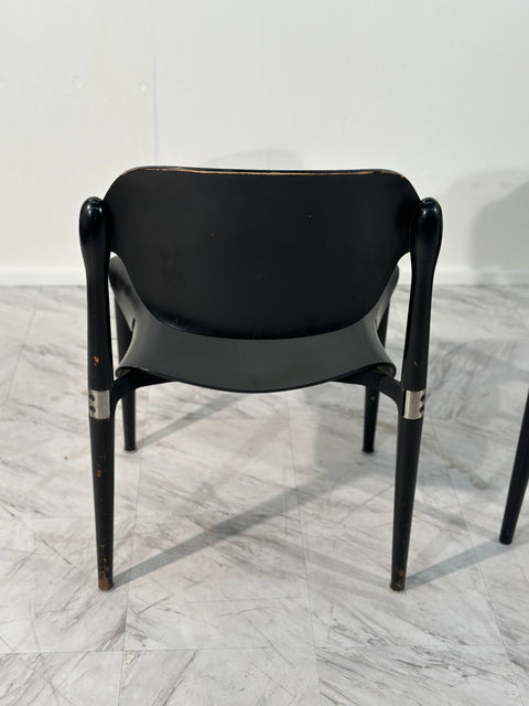 Set of 4 Rosewood and Black Lacquered "S83" Side Chairs by E.Gerli for Tecno