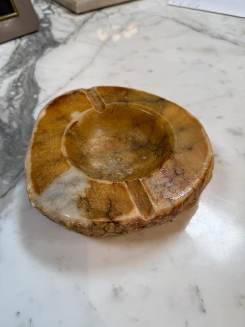 Carved Brown Marble Ashtray