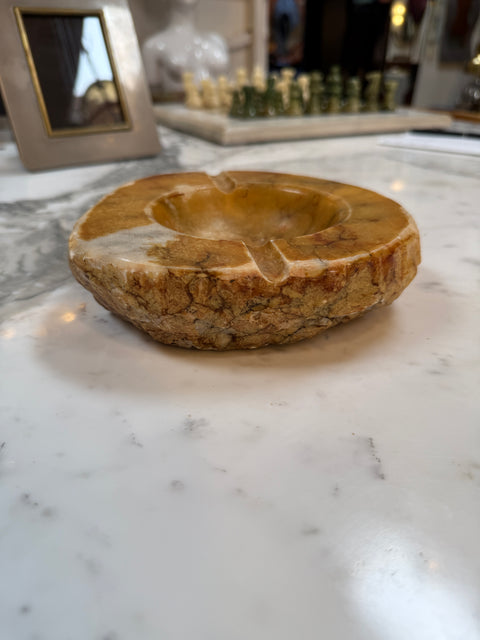 Carved Brown Marble Ashtray