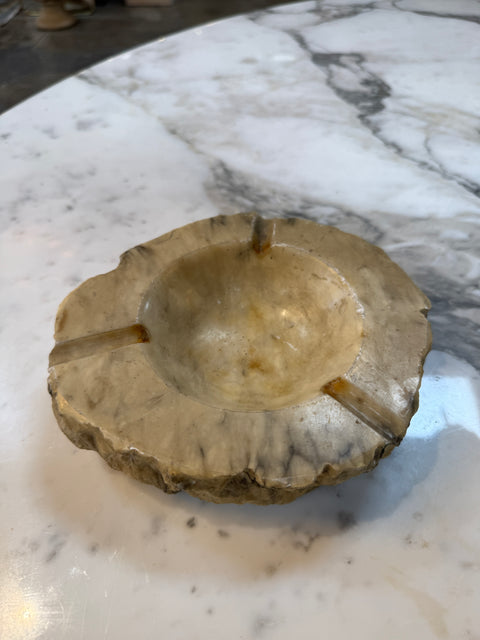 Rustic Hand-Carved Marble Ashtray with Natural Raw Edge