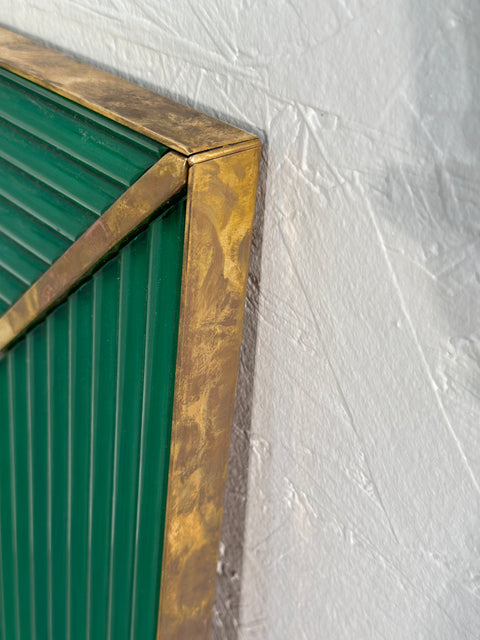 Vintage Italian Rectangular Green Wall Mirror 1980s