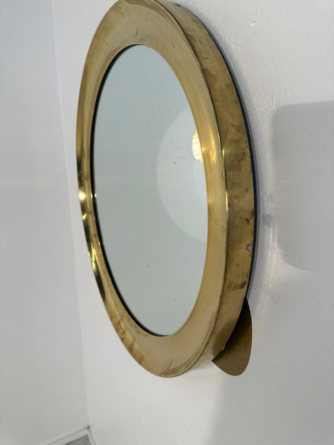 Vintage Italian Round Brass Mirror 1980s