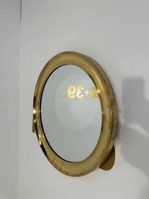 Vintage Italian Round Brass Mirror 1980s