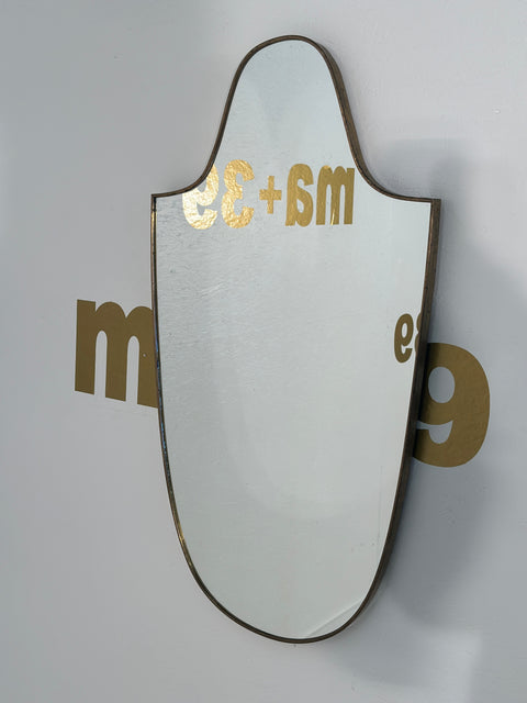 Vintage Brass Italian Shield Wall Mirror 1960s