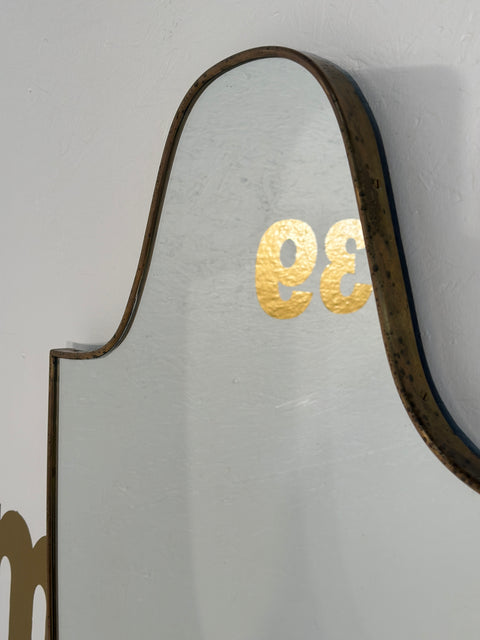 Vintage Brass Italian Shield Wall Mirror 1960s