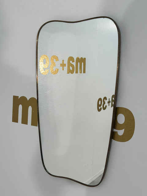 Mid Century Italian Brass Wave Wall Mirror 1960s