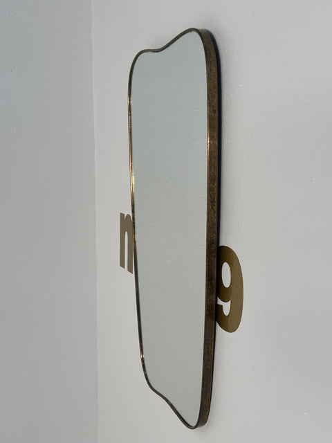 Mid Century Italian Brass Wave Wall Mirror 1960s
