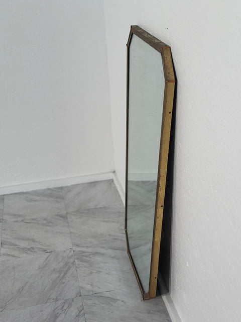 Vintage Italian Octagonal Brass Wall Mirror 1970s