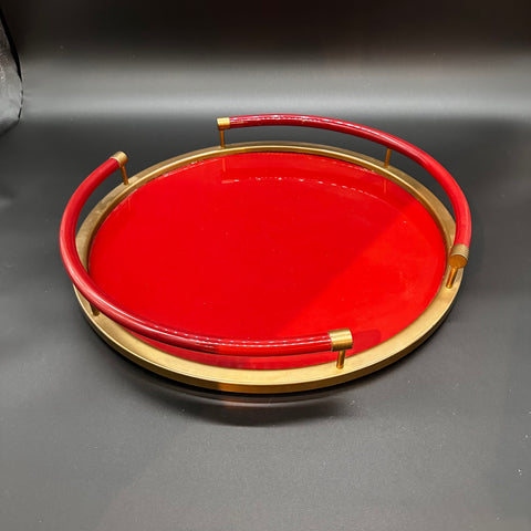 Vintage Italian Round Red Tray 1980s