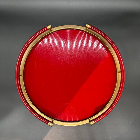 Vintage Italian Round Red Tray 1980s