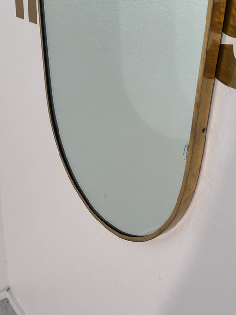 Vintage Italian Shield Brass Mirror 1960s