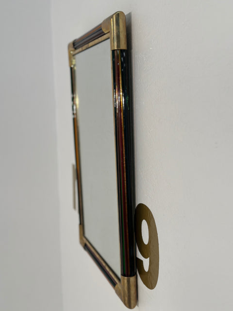 Vintage Italian Rectangular Brass and Glass Wall Mirror 1980s