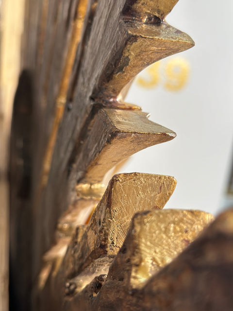 Italian Carved Gilt-wood Sunburst Mirror with three tier rays