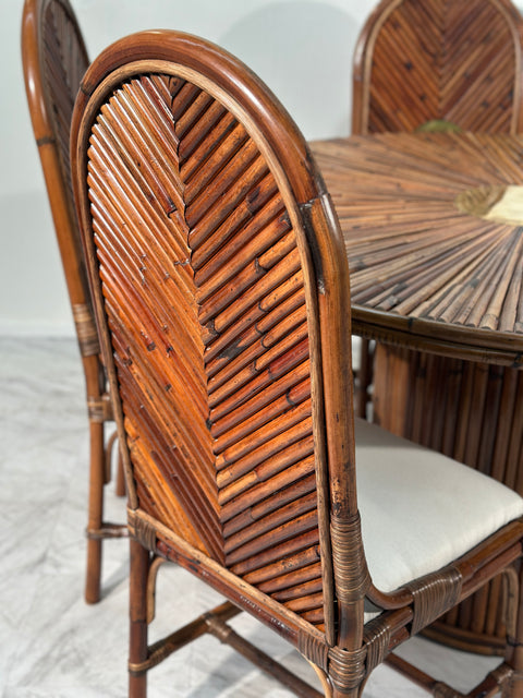 1980s Italian Bamboo Dining Table Plus 8 Chairs