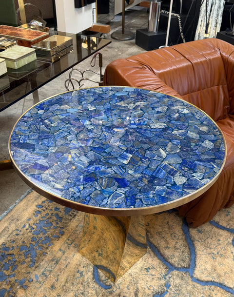 Lapis Lazuli and Bronze Pedestal Table