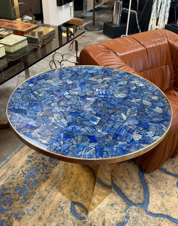 Lapis Lazuli and Bronze Pedestal Table
