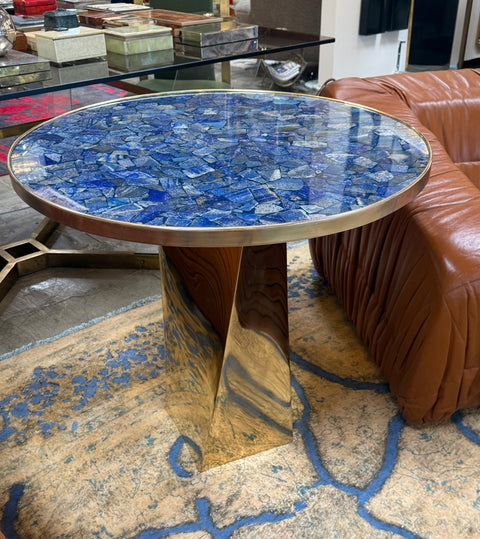 Lapis Lazuli and Bronze Pedestal Table