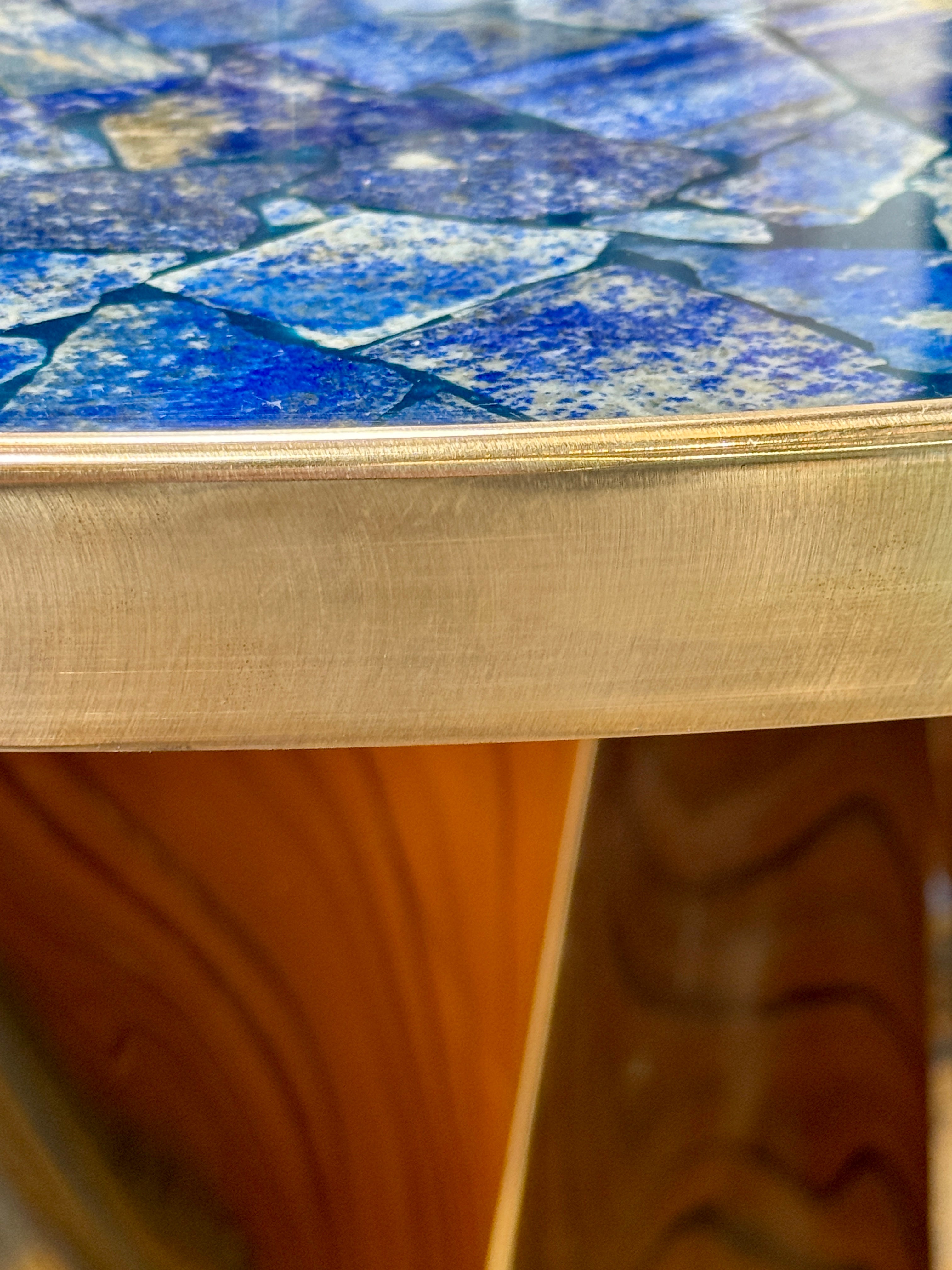Lapis Lazuli and Bronze Pedestal Table