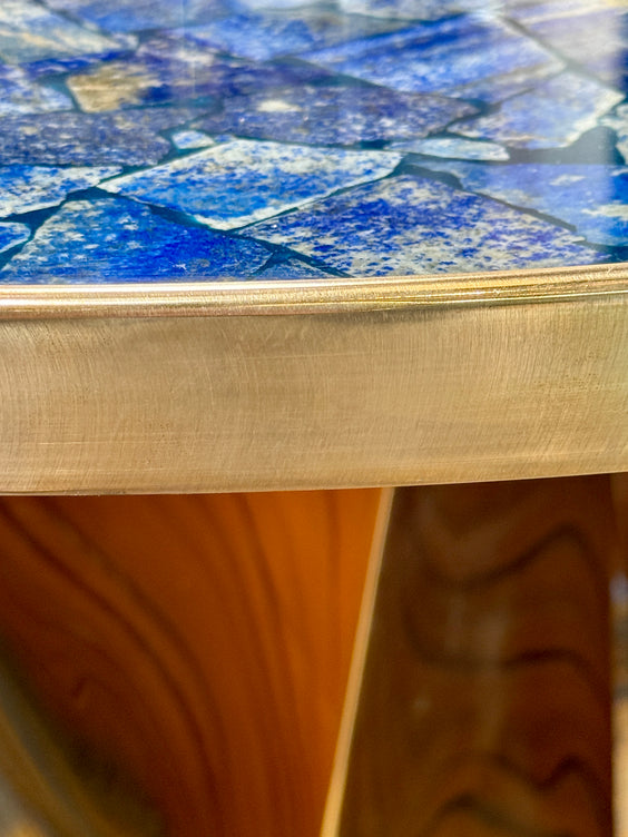 Lapis Lazuli and Bronze Pedestal Table