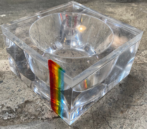Vintage Italian Lucite Bowl with Rainbow Accent