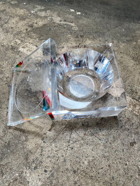 Vintage Italian Lucite Bowl with Rainbow Accent