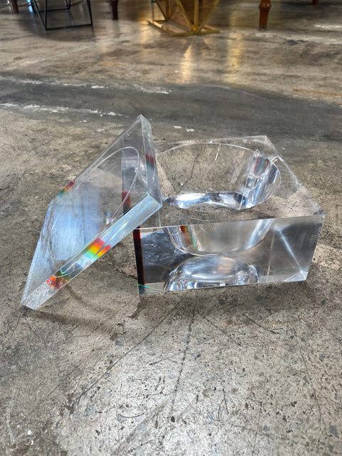 Vintage Italian Lucite Bowl with Rainbow Accent
