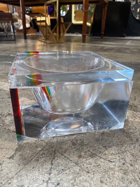 Vintage Italian Lucite Bowl with Rainbow Accent