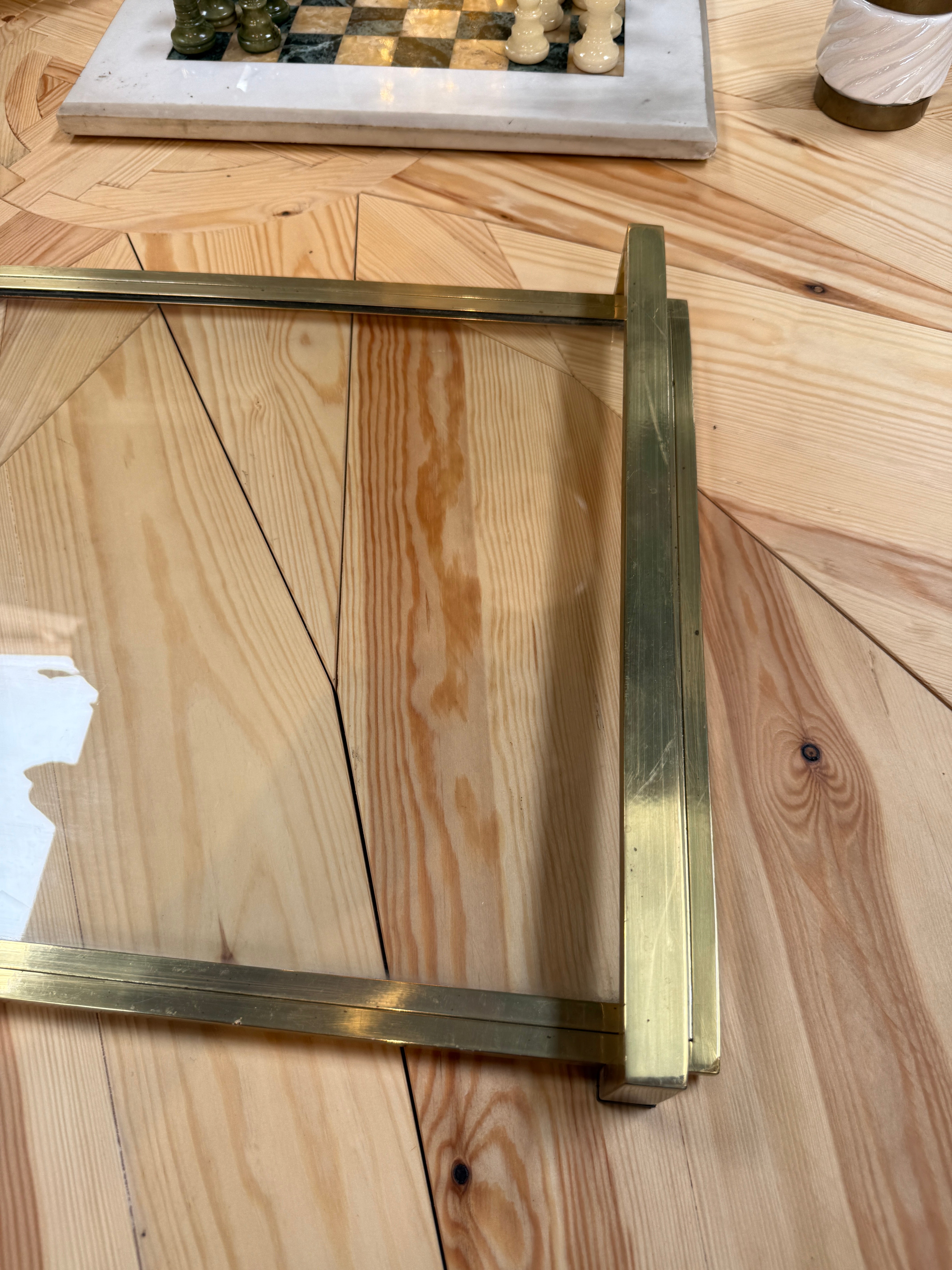 Mid-Century Modern Brass and Glass Serving Tray