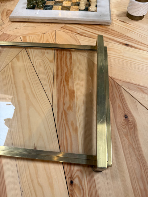 Mid-Century Modern Brass and Glass Serving Tray