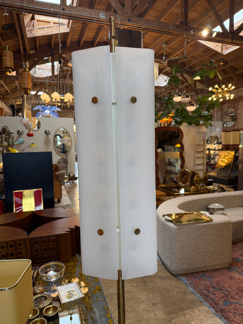 Angelo Lelii Opaline Glass floor Lamp, Italy 1950