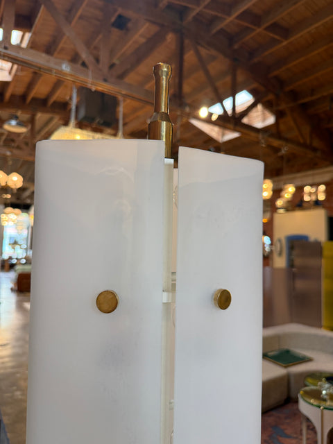 Angelo Lelii Opaline Glass floor Lamp, Italy 1950