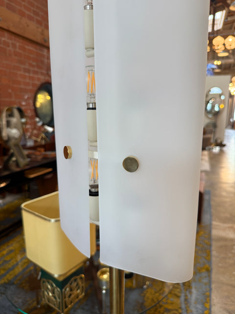 Angelo Lelii Opaline Glass floor Lamp, Italy 1950