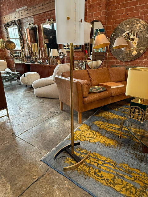 Angelo Lelii Opaline Glass floor Lamp, Italy 1950