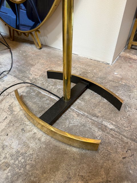 Angelo Lelii Opaline Glass floor Lamp, Italy 1950