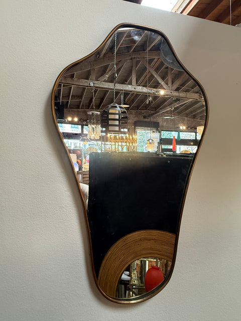 Italian Organic-Shaped Brass Wall Mirror