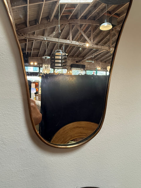 Italian Organic-Shaped Brass Wall Mirror