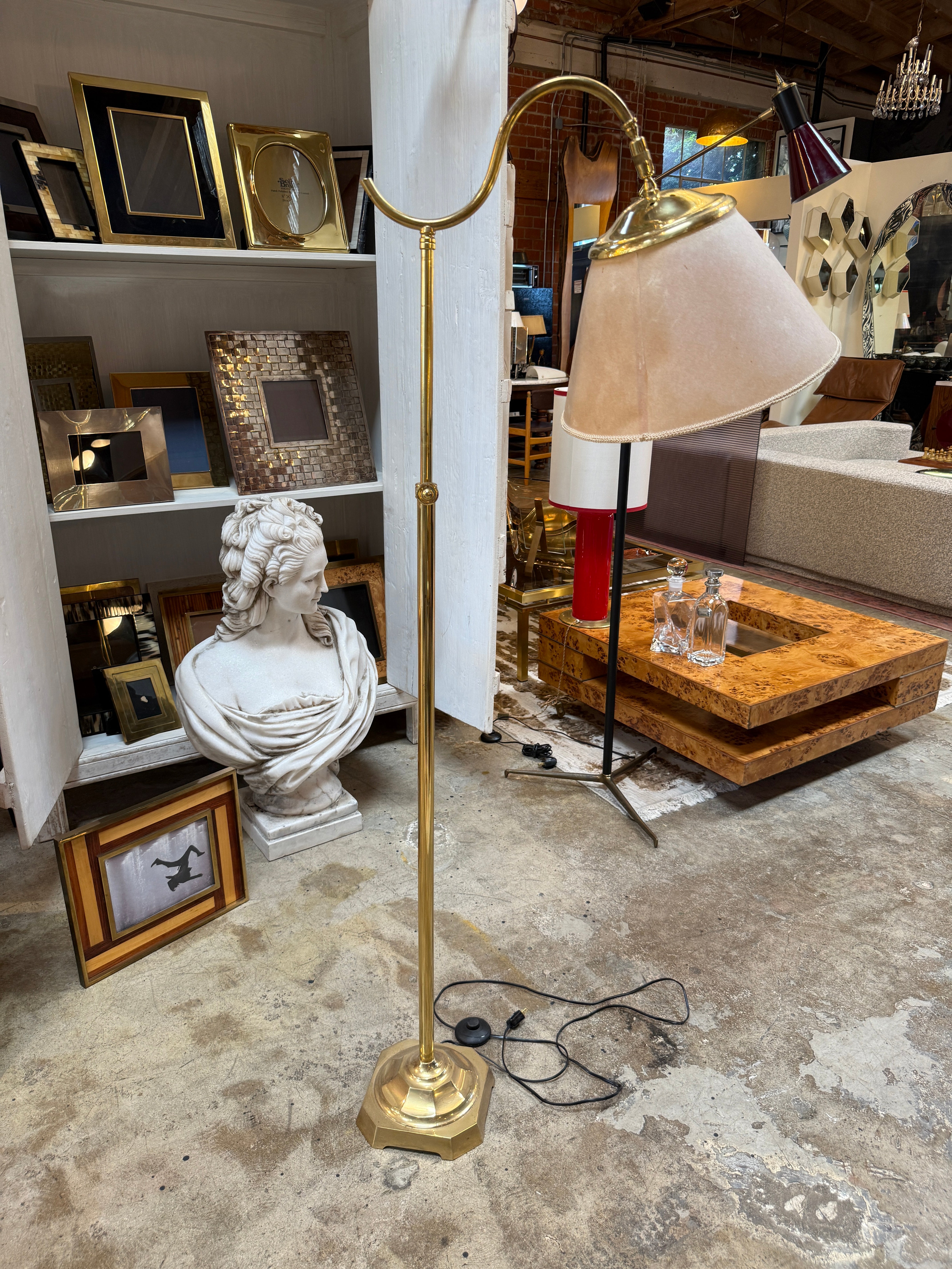 Vintage Italian Adjustable Brass Floor Lamp