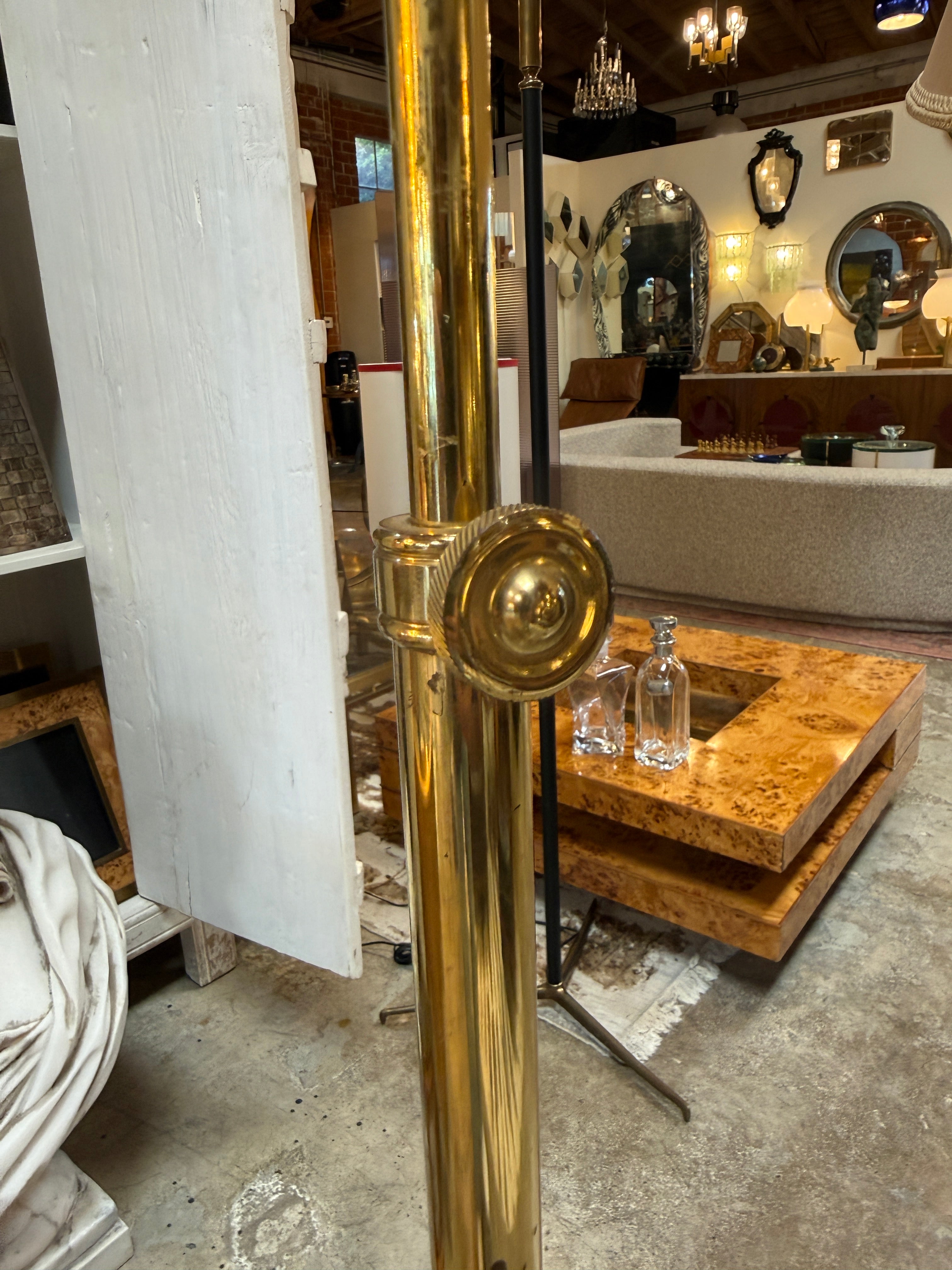 Vintage Italian Adjustable Brass Floor Lamp
