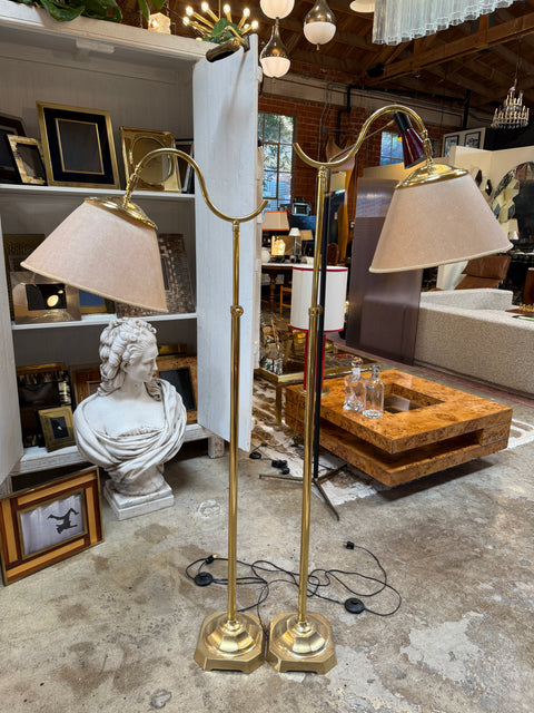Vintage Italian Adjustable Brass Floor Lamp