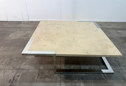 Italian Mid-Century Marble and Chrome Coffee Table, 1970s